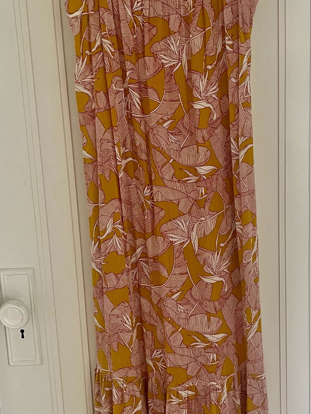 Knox Rose Mustard Maxi Skirt with Pink Floral Print